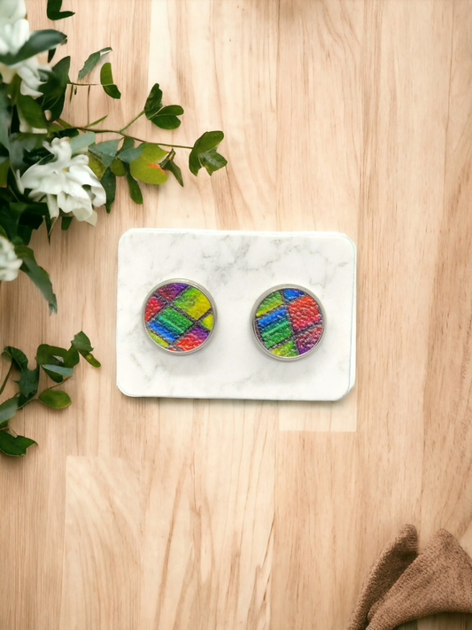 12mm Crazy Color Pattern Leather Studs